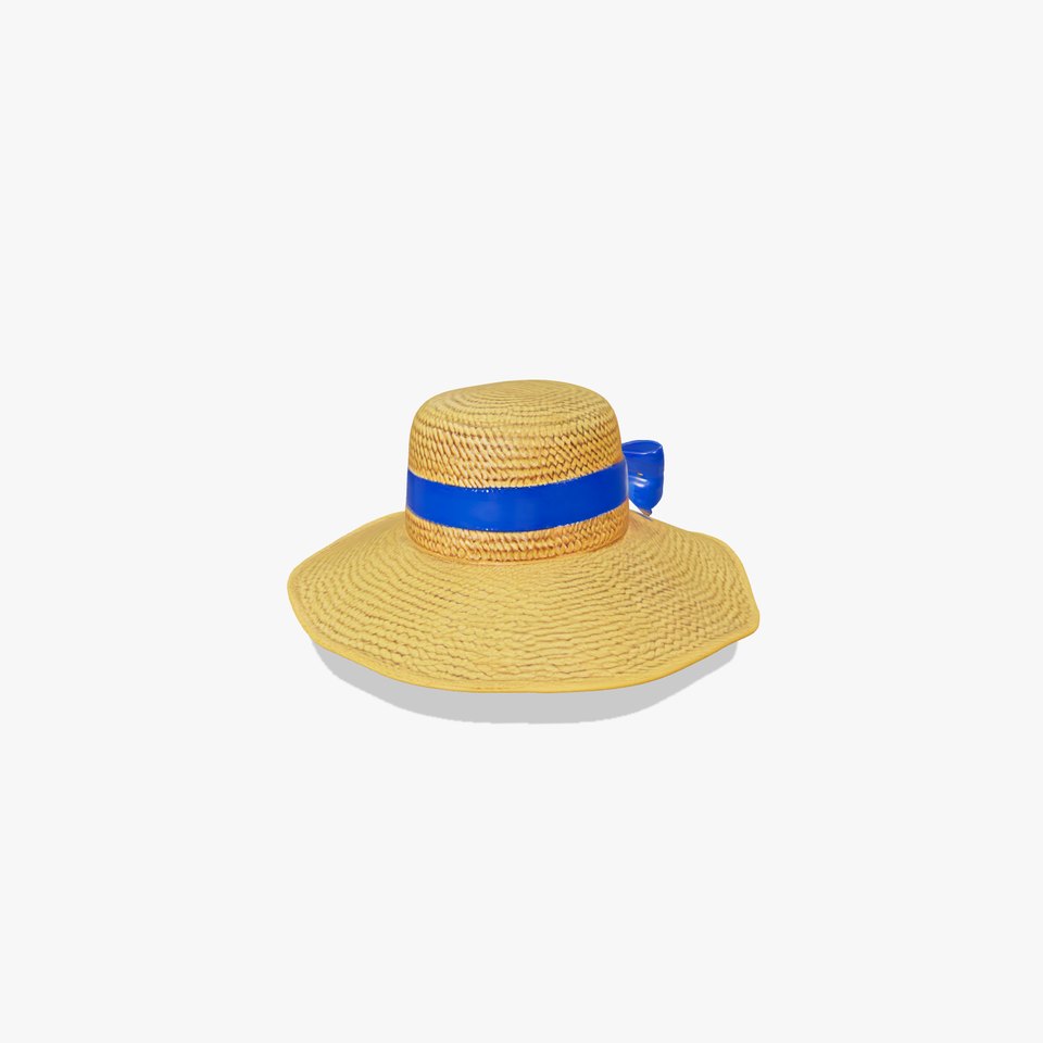 Straw Sun Hat with Blue Ribbon model pack